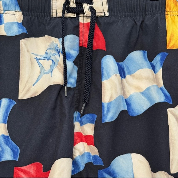 Nautica Men’s Swim Trunks Large Flag Print Black Multicolor - Picture 3 of 5